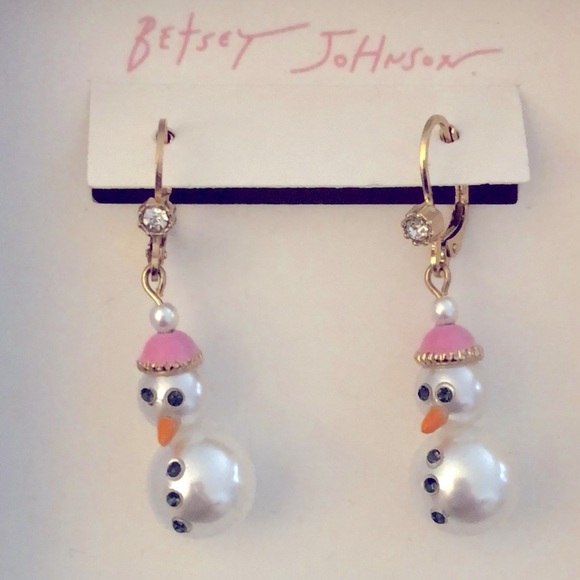 New Betsey Johnson Holiday Whimsy Snowman christmas earrings - Picture 2 of 6
